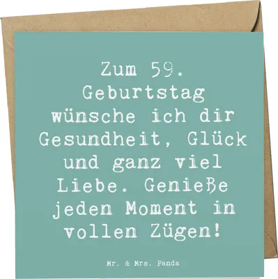 Produktbild von Mr. & Mrs. Panda Grußkarte Spruch 59. Geburtstag - Meeresbrise - Geschenk, Glückwunschkarte, Happy Birthday, Klappkarte, Jubiläum, 59 Jahre, Geburtstagswunsch, faltkarte
