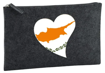 Produktbild von Huuraa Kulturbeutel Zypern Flagge Herz 1 Liter Charcoal Filz Kosmetiktasche Geschenkidee