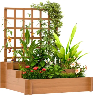 Produktbild von Pflanzkasten - Mit Rankgitter - Dreistufig - Für Gemüse Und Kletterpflanzen - 95×95×110 cm - Für Garten/Balkon