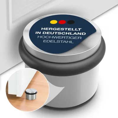 Edelstahl-Bodentürstopper, Ø 3,8 cm, Höhe 2,3 cm, mit Viton-Ring