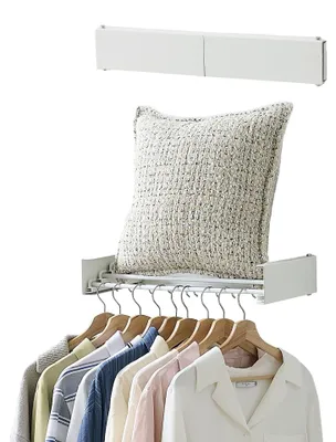 Produktbild von Wandmontiertes Trockenregal für Kleidung - Zusammenklappbar mit 4 Aluminiumstangen