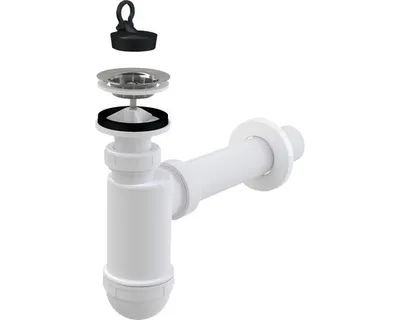 A disassembled sink drain assembly shown against a white background.