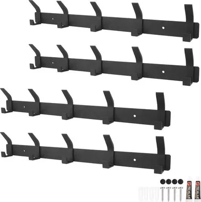 Produktbild von 4 Stück Kleiderhaken - Wand Garderobenhaken Schwarz 43 cm