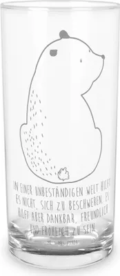 Produktbild von Mr. & Mrs. Panda Glas Bär Schulterblick 200 ml - Transparent - Geschenk, Cocktailglas, Weisheit, Teddy, Longdrinkglas, Weltansicht, Tumbler, Motivation, Selbstachtung