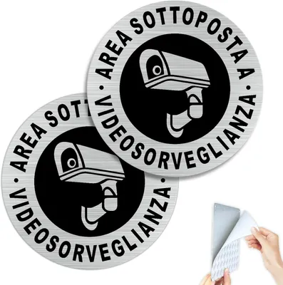 Productafbeelding van Aluminium sticker voor veiligheidswaarschuwing: "Video-observatie", diameter 10 cm, 2 stuks, geschikt voor binnen- en buitengebruik