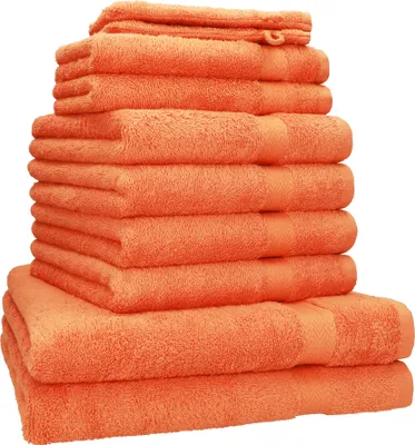 Produktbild von Betz 10-tlg. Handtuch-Set PREMIUM 2 Duschtücher 4 Handtücher 2 Gästetücher 2 Waschhandschuhe  Farbe: orange