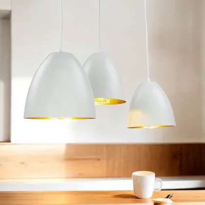 Produktbild von Hängeleuchte 3-flammig Metall Retro Design höhenverstellbar Weiß E27 Hängelampe Esstisch