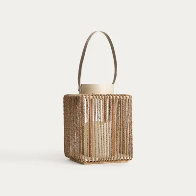 Produktbild von HOMLA OLMOG beige Seegras-Laterne 17x17x22 cm