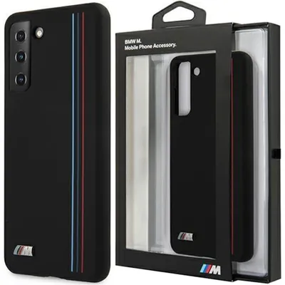Produktbild von BMW BMHCS21MSIVTBK Silikon-Streifen M-Kollektion Handyhülle für Samsung Galaxy S21 Plus, Schwarz