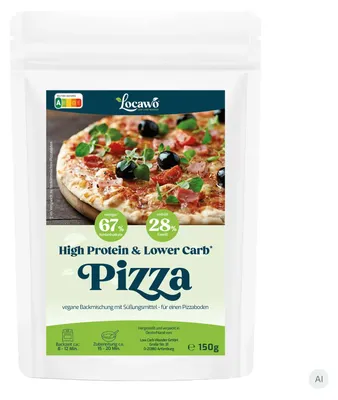 Produktbild von Locawo High Protein Low Carb Pizzaboden | Pizzabasis | Pinsaboden | Backmischung 150g