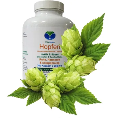 Produktbild von HOPFEN Hopfenblüten 360 Pulver Kapseln [ohne ZUSATZSTOFFE] Ruhe + Entspannung [NATUR PUR]