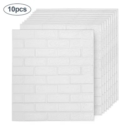 Produktbild von Eikuavons 10 Stück 3D Wandsticker selbstklebend Weiß PE Schaumstoff 77x70cm für Wohnzimmer Schlafzimmer Küche Bad
