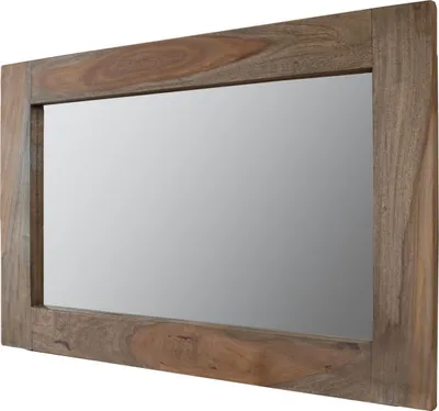 Image de MASSIVMOEBEL24 | Miroir horizontal 90x60cm - Bois de Sheesham/Palissandre huilé (Taupe) - NATURE GREY #709