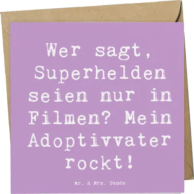 Produktbild von Mr. & Mrs. Panda Glückwunschkarte Spruch Adoptivvater Superheld - Lavendeltraum - Geschenk, Familie, besondere Person, Adoption, Vaterschaft, Familienliebe, faltkarte