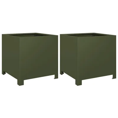 Immagine prodotto di vidaXL Fioriera 2 pz. Verde oliva 40x40x40 acciaio