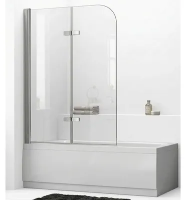Image de Pare-baignoire double panneau – 90 x 140 cm – Chrome – ELIA