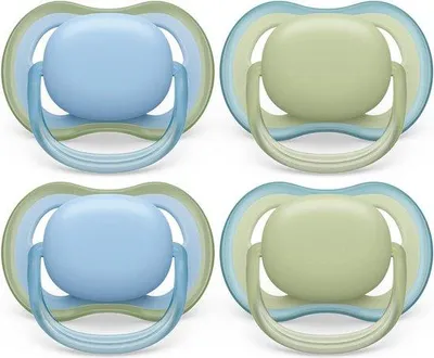 Image de Tétines pour bébés 0-6 mois, vert pastel et bleu, lot de 4