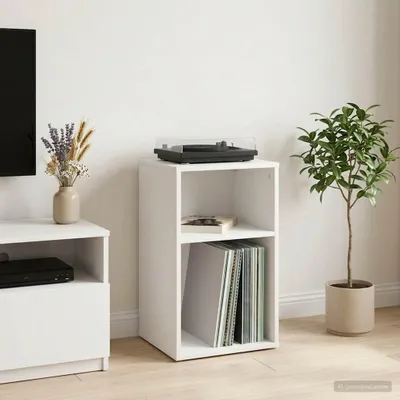 Produktbild von PUEAZU Schallplattenschrank Weiß 38 x 33 x 61 cm Holzwerkstoff - CD- & DVD-Regale &54239