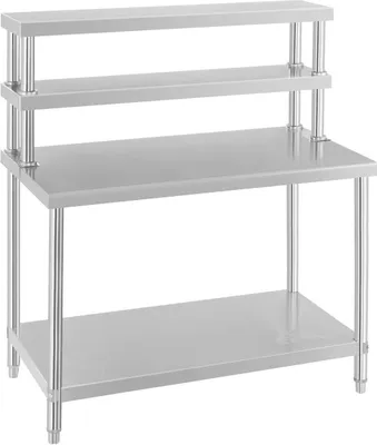 Produktbild von Pracovní stůl Royal Catering z nerezové oceli s horní policí - ECO - 120 x 60 cm - 175 kg - 2 police -