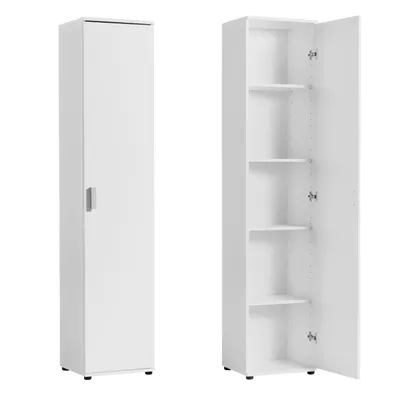 Produktbild von Home Collective Mehrzweckschrank, Weiß, 40x35x184 cm (BxTxH), 1 Tür, 4 Einlegeböden, Spanplatte melaminbeschichtet, kratzfest, feuchtigkeitsbeständig, Putzschrank, Büroschrank oder Kleiderschrank
