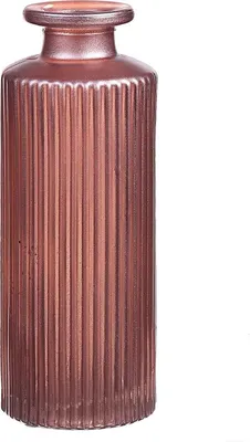 Produktbild von INNA-Glas Flaschenvase Emanuela aus Glas, Rillenmuster, rosa-metallic, 13,2 cm, Ø 5,2 cm - Deko Glasflasche