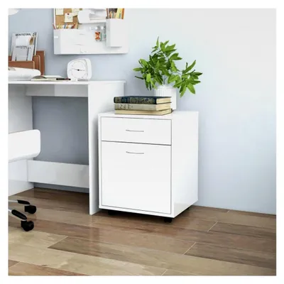 Produktbild von Rollschrank in Hochglanz-Weiß, 45 x 38 x 54 cm, Holzwerkstoff