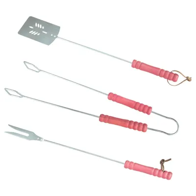 Produktbild von 3tlg. Grillbesteck Grillset Grillzange Fleischgabel Grillzubehör BBQ Grillgabel