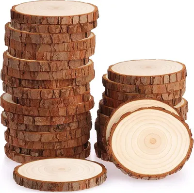 Obrázek produktu pro Fuyit dřevěné kotouče 30 kusů dřevěných kotoučů 7-8 cm Nedokončené dřevěné kruhy Nevrtané dřevěné kruhy bez otvoru pro DIY řemesla dřevěné kotouče svatební středové díly Vánoční dekorace stromek disk