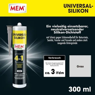 Produktbild von MEM Universal-Silikon 4in1 – Dichtstoff für Bad Fenster Fassade außen Dichten