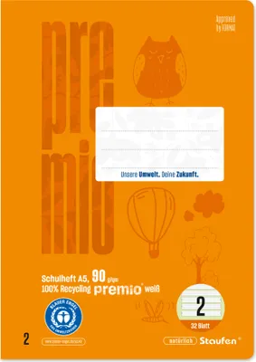 Obrázek produktu pro Staufen Schulheft Premio 040781002 A5 90g 32Bl Lin2 lin