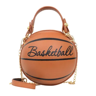 Produktbild von Damen Umhängetasche in Basketballform, PolyurethanHandtasche mit verstellbarem Schultergurt, Runde Tasche 17×16×16 cm
