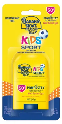 Produktbild von Sonnenschutzstift, Banana Boat, Sport Kids, gegen UVA und UVB, SPF 50, wasser- und schweißbeständig, parfümfrei, 14.2gr