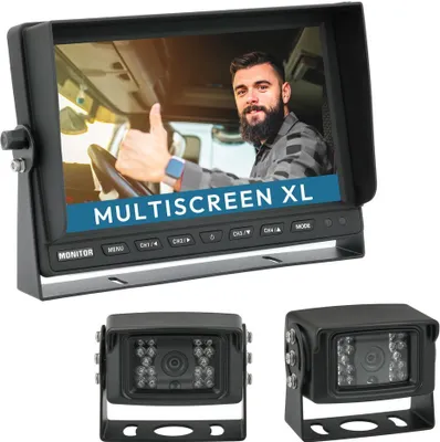 Produktbild von 10" Rückfahrkamera Set TRANSIT | mit 2 x Schwerlast-Kamera 120° schwarz RVS-24520