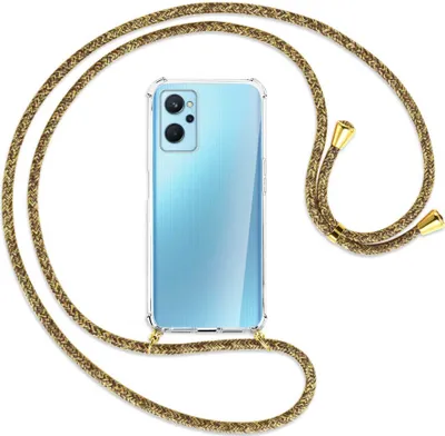 Produktbild von Handykette Backcover-Schutzhülle mit Band (Metall goldfarben) für Realme 9i - braun+beige
