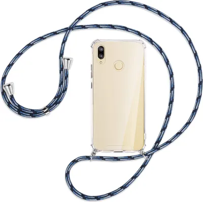 Produktbild von Handykette Backcover-Schutzhülle mit Band (Metall silberfarben) für Huawei P20 lite - Blautöne