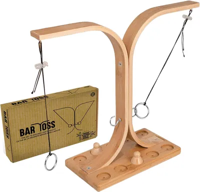 Produktbild von Wurfspiel aus Bambus, Geschicklichkeitsspiel, für Kinder und Erwachsene, Ringwurfspiel für drinnen und draußen