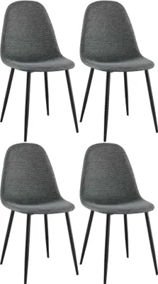 Produktbild von CLP 4er Set Esszimmerstühle Napier gepolstert bis 150 kg belastbar grau Material Stoff