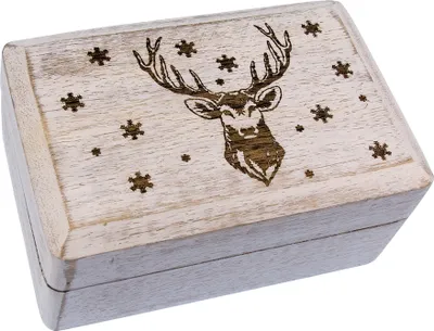 Produktbild von Holzbox weiß mit Weihnachts-Gravur groß