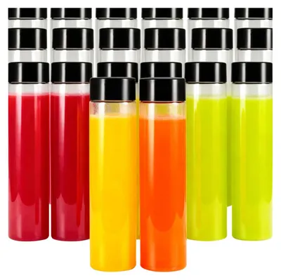 Immagine prodotto di Solidchoice - Set di 20 bottiglie riutilizzabili da 350 ml - Bottiglie per bevande in plastica PET trasparente - Tappi neri - Ideali per smoothie e bevande -  - Bottiglie per bevande