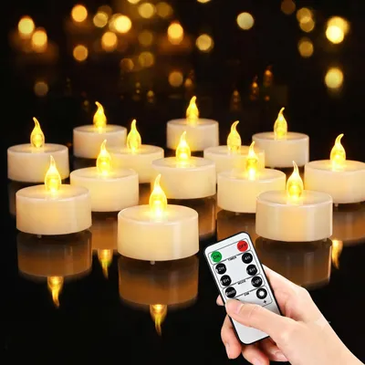 Immagine prodotto di Candele a LED con timer e telecomando, confezione da 24 pezzi