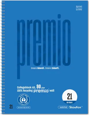 Immagine prodotto di Staufen Collegeblock Premio 040834021 A5 80Bl. 6xgel Lin21 lin