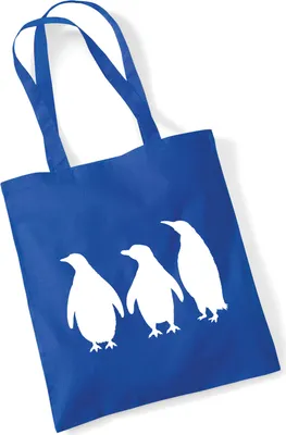 Produktbild von Huuraa Jutebeutel Pinguine Silhouette 10 Liter Bright Royal Baumwolle Tasche Geschenkidee