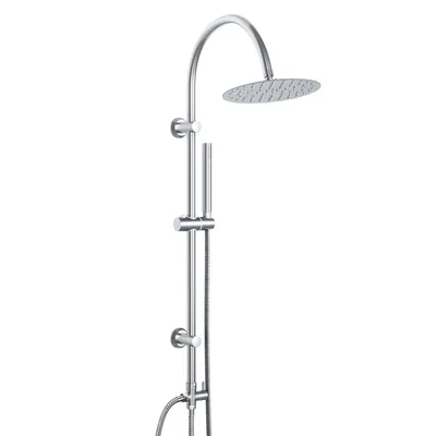 Immagine prodotto di JOHO Colonna Doccia senza Miscelatore, set doccia a pioggia acciaio inox Soffione rotondo D20cm Doccetta Mano, asta doccia vintage forma di U Cromato