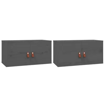 Obrázek produktu pro vidaXL Nástěnné skříňky 2 ks. Šedé 60x30x30 cm z masivního borovicového dřeva