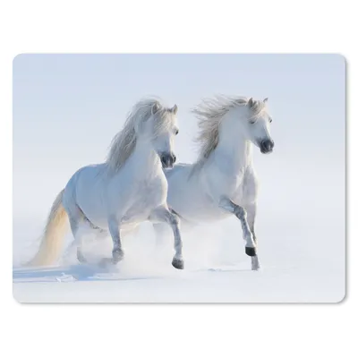 Produktbild von MuchoWow® Mauspad Mousepad Winter - Pferde - Schnee 23x19 cm - Mousepads - Maus Mat - Pad - Mausunterlage - Schreibtischunterlage - Mauspad