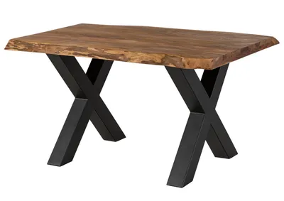 Image de MASSIVMOEBEL24 | Table à manger 160x90 en bois de Sheesham bois naturel pieds en X anthracite mat FREEFORM 5