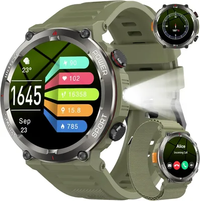 Smartwatch Herren mit Telefonfunktion,1,45"HD, Fitness Tracker Sportuhren mit Pulsmesser Schlafmonitor Schrittzähler, 120+Sportmodi, IP68 Wasserdicht