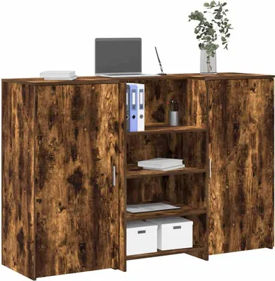 Produktbild von "im Angebot" Computertisch Arbeitstisch - für 1 Person - Empfangstheke - für 1 Person - Räuchereiche 155x50x103,5 cm Holzwerkstoff - PC Tisch CC11813