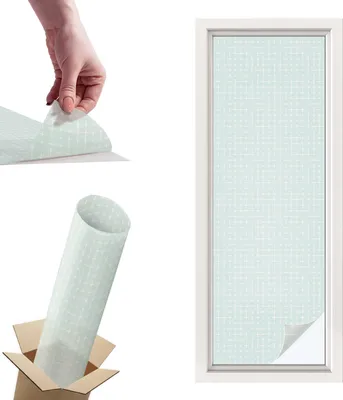 Obrázok produktu pre Vitrážová fólia na okno - 146x50 cm - Vitrážová fólia na okno, dekoratívna a nepriehľadná - Samolepiaca dekoratívna fólia na sklo s vitrážovým vzorom - UV ochrana, jednoduchá inštalácia, dekorácia okna - Geometrická symetria