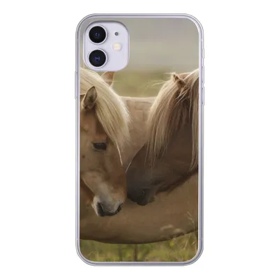 Produktbild von MuchoWow® Handyhülle Schutzhülle Hülle für iPhone 11 Pferde - Gras - Braun Silikon Softcase Handy Hülle - Handytasche